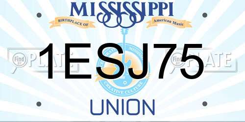 1ESJ75 Mississippi License Plate