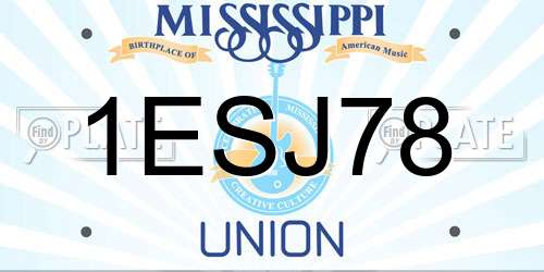 1ESJ78 Mississippi License Plate