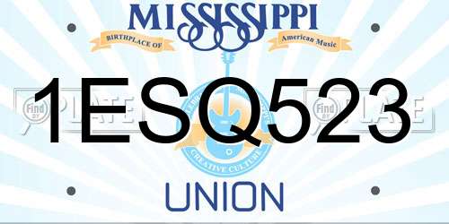 1ESQ523 Mississippi License Plate