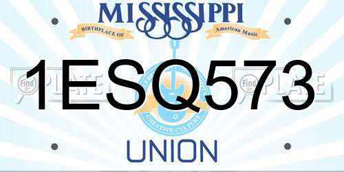 1ESQ573 Mississippi License Plate