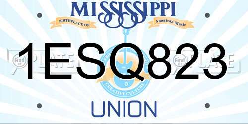 1ESQ823 Mississippi License Plate