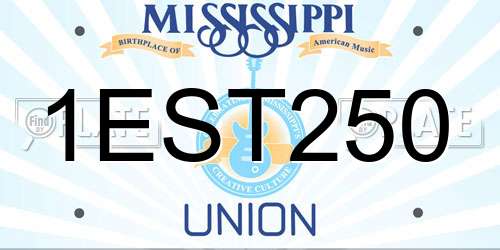 1EST250 Mississippi License Plate