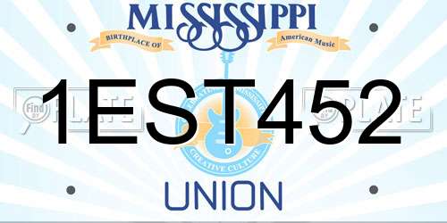 1EST452 Mississippi License Plate