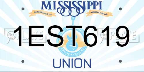 1EST619 Mississippi License Plate