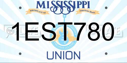 1EST780 Mississippi License Plate