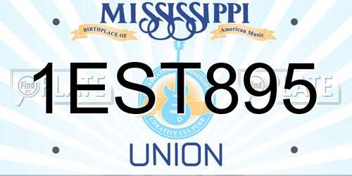 1EST895 Mississippi License Plate