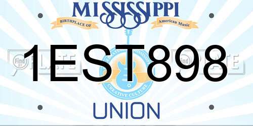 1EST898 Mississippi License Plate