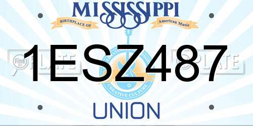 1ESZ487 Mississippi License Plate