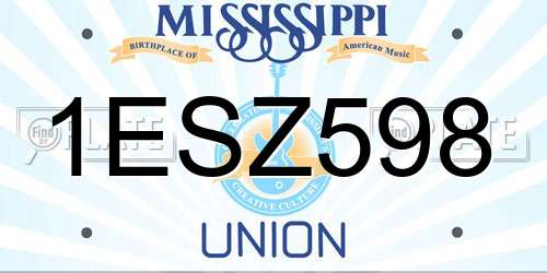 1ESZ598 Mississippi License Plate
