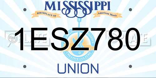 1ESZ780 Mississippi License Plate