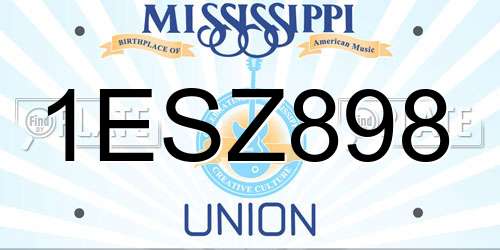 1ESZ898 Mississippi License Plate