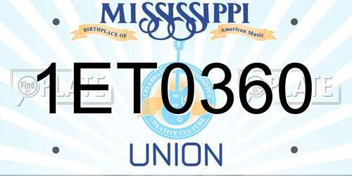 1ET0360 Mississippi License Plate