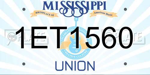1ET1560 Mississippi License Plate