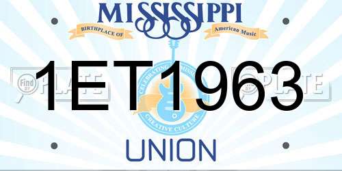 1ET1963 Mississippi License Plate