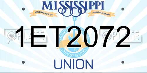 1ET2072 Mississippi License Plate