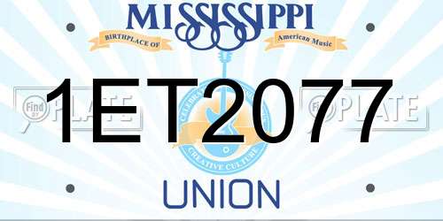 1ET2077 Mississippi License Plate