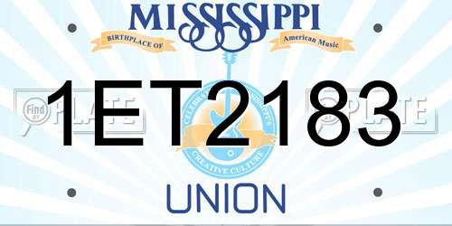 1ET2183 Mississippi License Plate