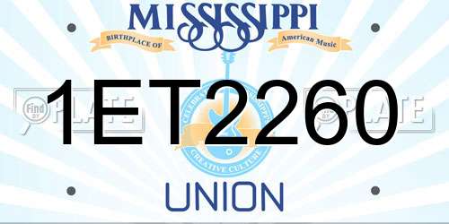 1ET2260 Mississippi License Plate