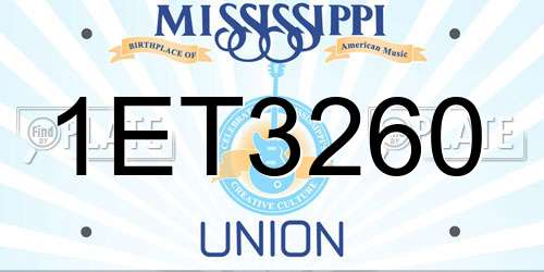 1ET3260 Mississippi License Plate