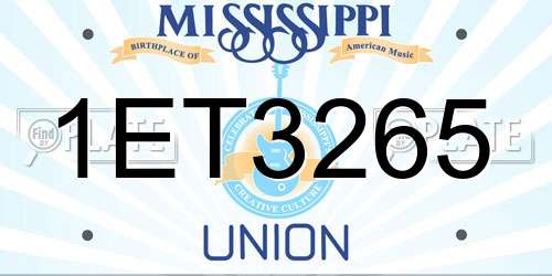 1ET3265 Mississippi License Plate