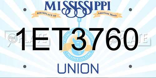 1ET3760 Mississippi License Plate