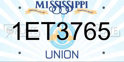 1ET3765 Mississippi License Plate