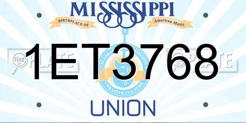 1ET3768 Mississippi License Plate