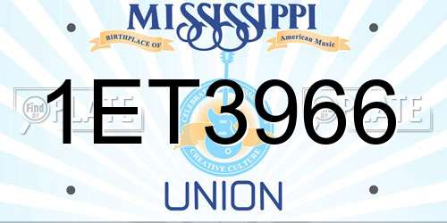 1ET3966 Mississippi License Plate