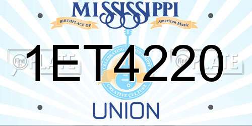 1ET4220 Mississippi License Plate