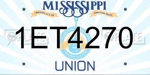 1ET4270 Mississippi License Plate