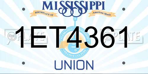 1ET4361 Mississippi License Plate