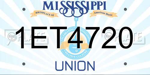 1ET4720 Mississippi License Plate
