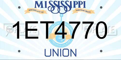 1ET4770 Mississippi License Plate