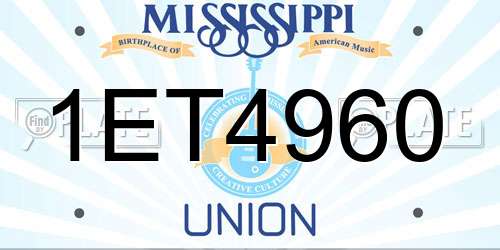 1ET4960 Mississippi License Plate