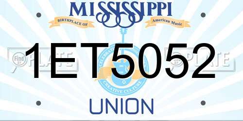 1ET5052 Mississippi License Plate