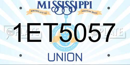 1ET5057 Mississippi License Plate