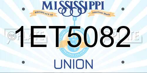 1ET5082 Mississippi License Plate