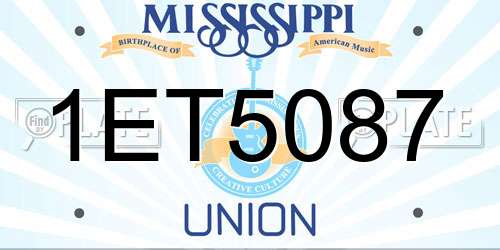 1ET5087 Mississippi License Plate