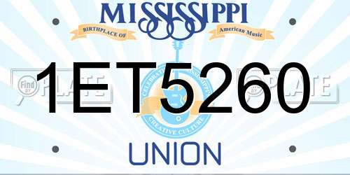 1ET5260 Mississippi License Plate