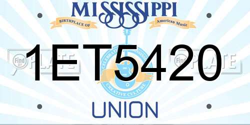 1ET5420 Mississippi License Plate