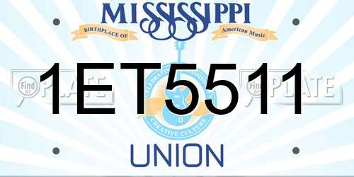 1ET5511 Mississippi License Plate