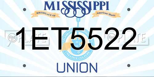 1ET5522 Mississippi License Plate