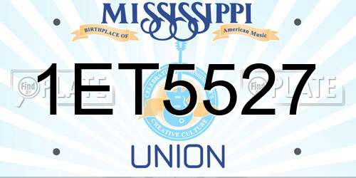 1ET5527 Mississippi License Plate