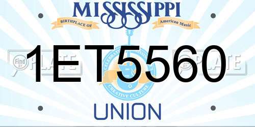1ET5560 Mississippi License Plate