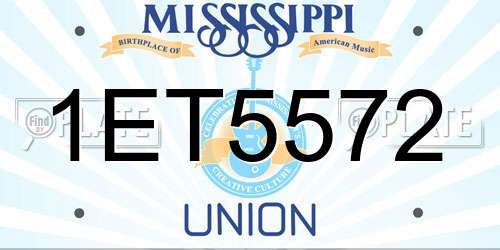 1ET5572 Mississippi License Plate