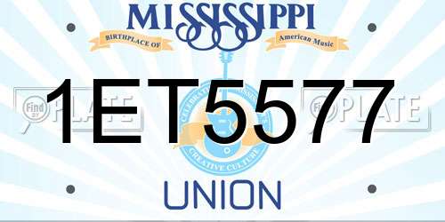 1ET5577 Mississippi License Plate