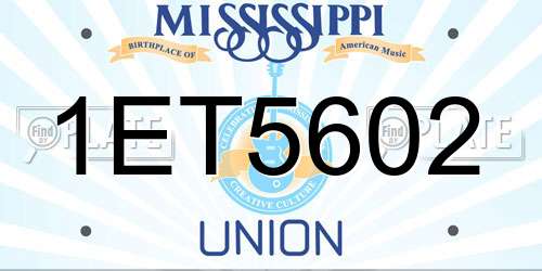 1ET5602 Mississippi License Plate