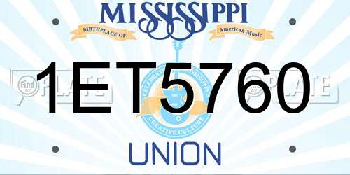 1ET5760 Mississippi License Plate