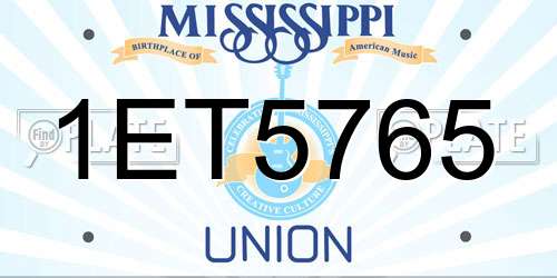 1ET5765 Mississippi License Plate