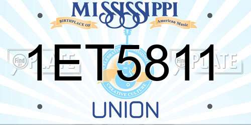 1ET5811 Mississippi License Plate